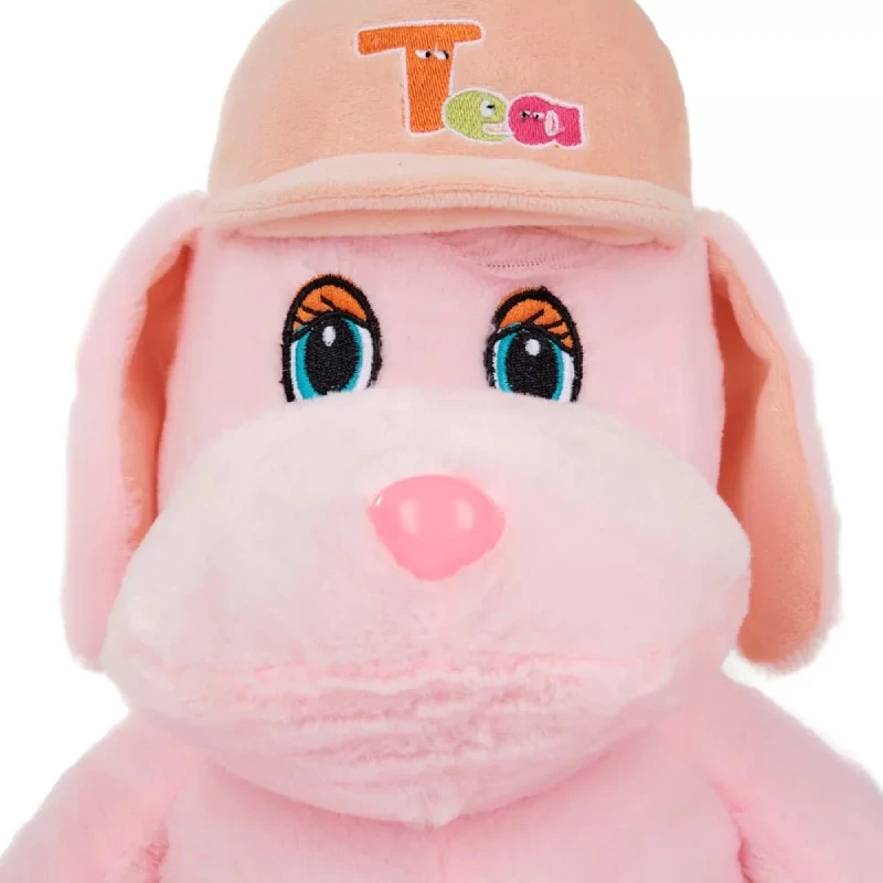 Плюшена играчка Tea Toys, Куче със шапка в розово, 461491, 60 см.